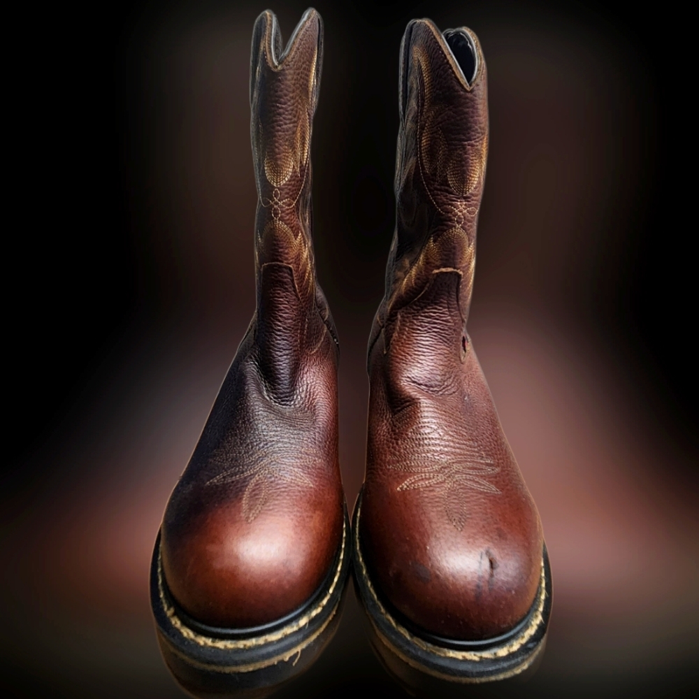 Tony Lama Pitstop Brown Leather Boots TW1009 Waterproof Steel Toe Men 9.5EE